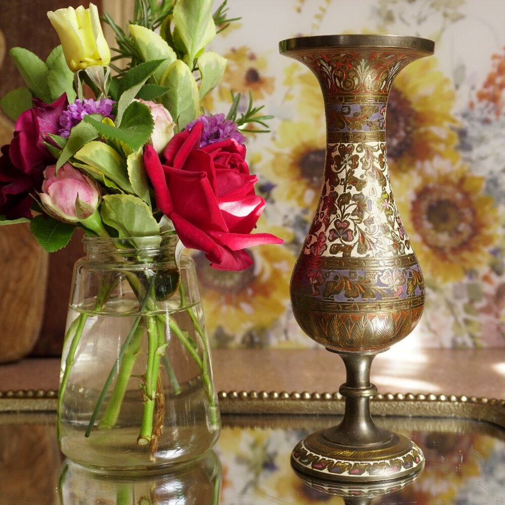 Vintage Brass Vase with a great aged patina.